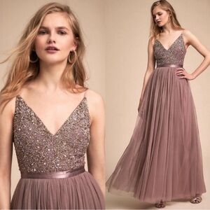 BHLDN Sparkling Mauve Maxi Dress